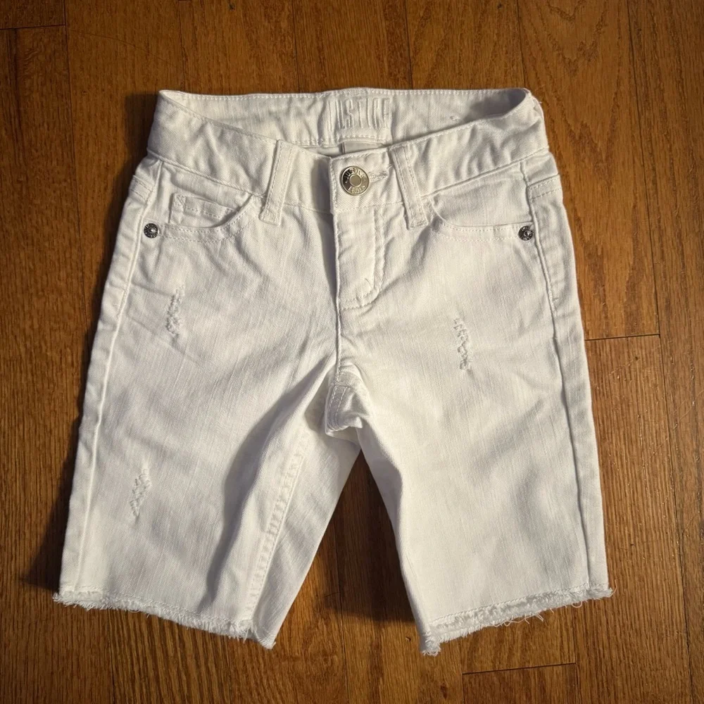 Justice Jeans White Denim Shorts Girls Size 7 Slim